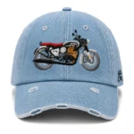 CP1323 Premium Distressed Bike Embroidery Denim Cap - Image 3
