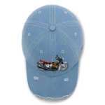 CP1323 Premium Distressed Bike Embroidery Denim Cap - Image 4
