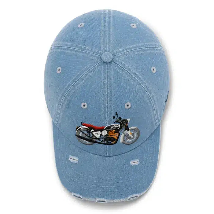 CP1323 Premium Distressed Bike Embroidery Denim Cap - Image 4